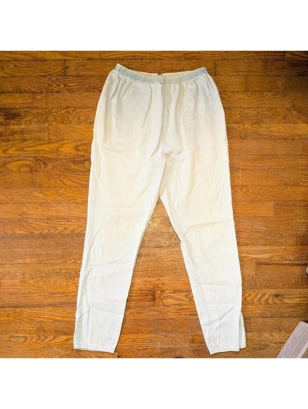 80s Mainstreet Blues Elastic Waist Denim Faint Blue Cream Large